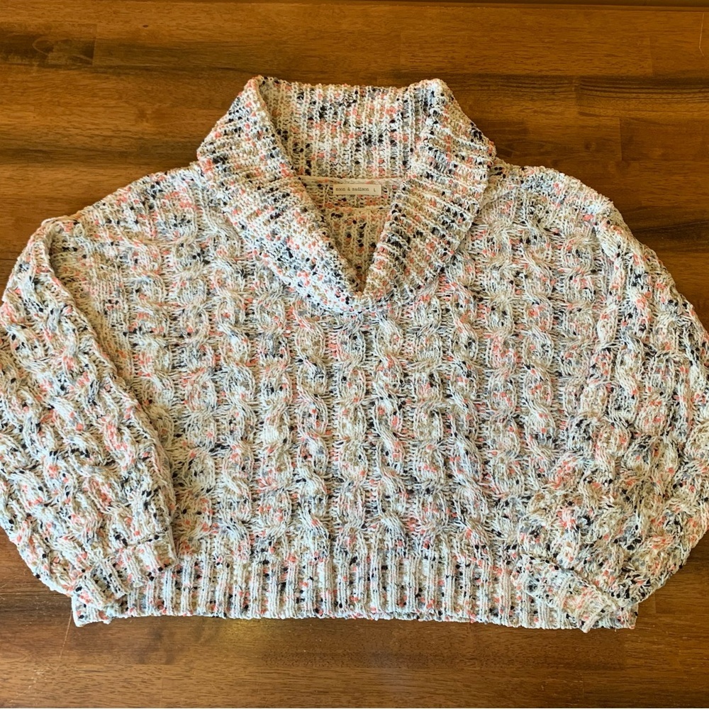moon & madison Chunky Knit Cowl Neck Sweater Large Multi color Confetti Knit